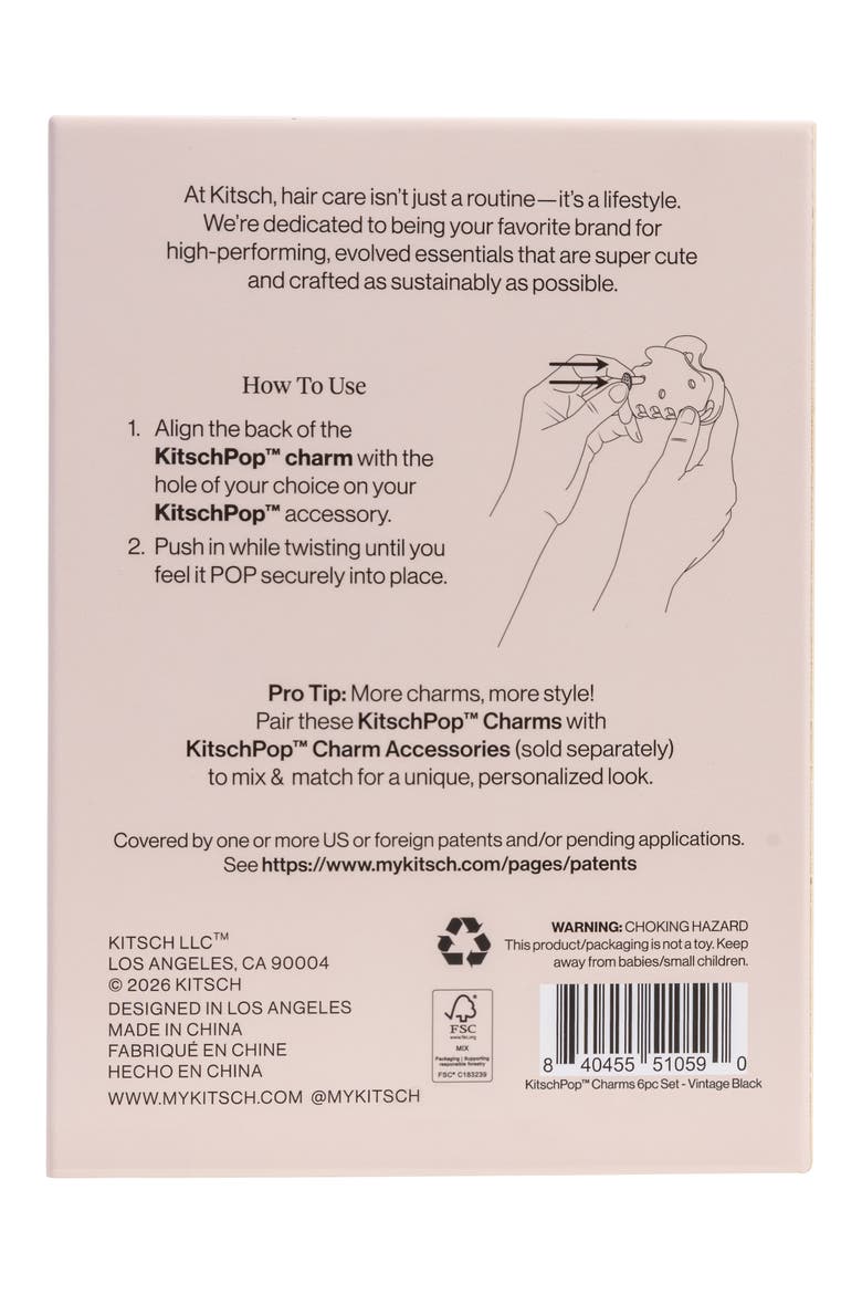 Assorted 6-Pack KitschPop™ Charms, Alternate, color, BLACK
