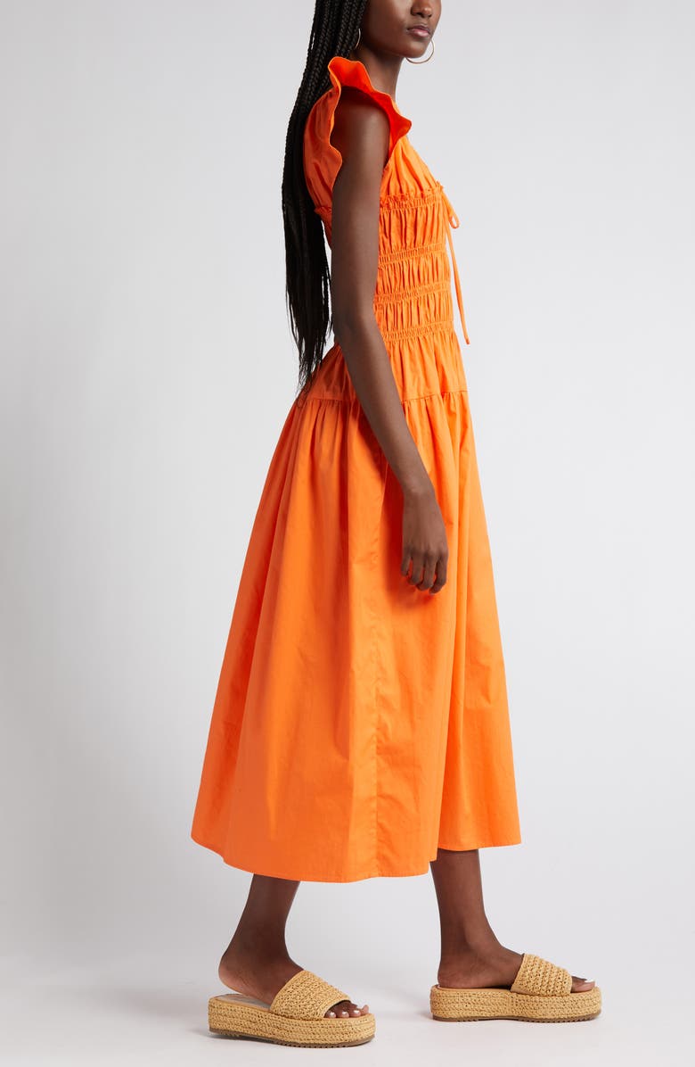 MOON RIVER Smocked Bodice Cotton Midi Dress, Alternate, color, 