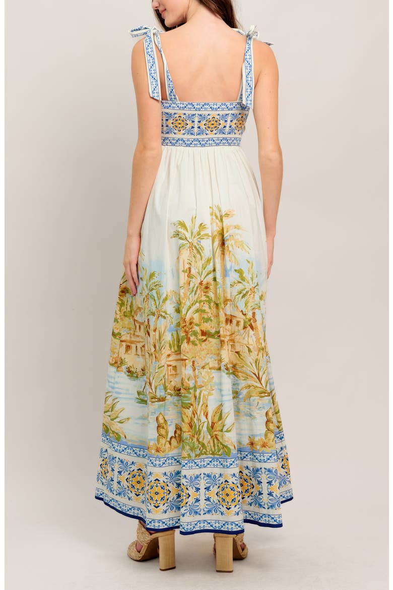 Square Neck Bow Tie Strap Maxi Dress, Alternate, color, IVORY