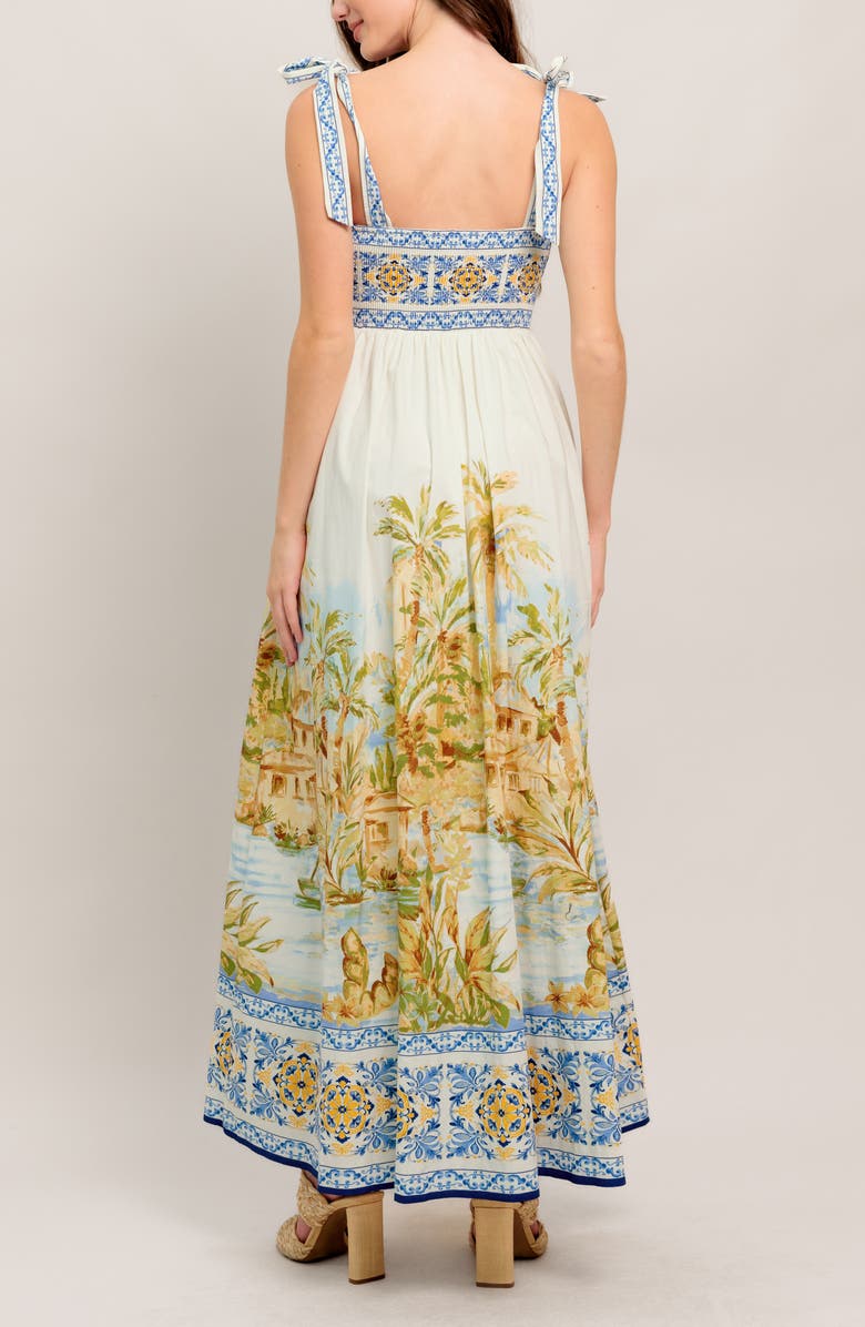 FLYING TOMATO Square Neck Bow Tie Strap Maxi Dress, Alternate, color, Ivory