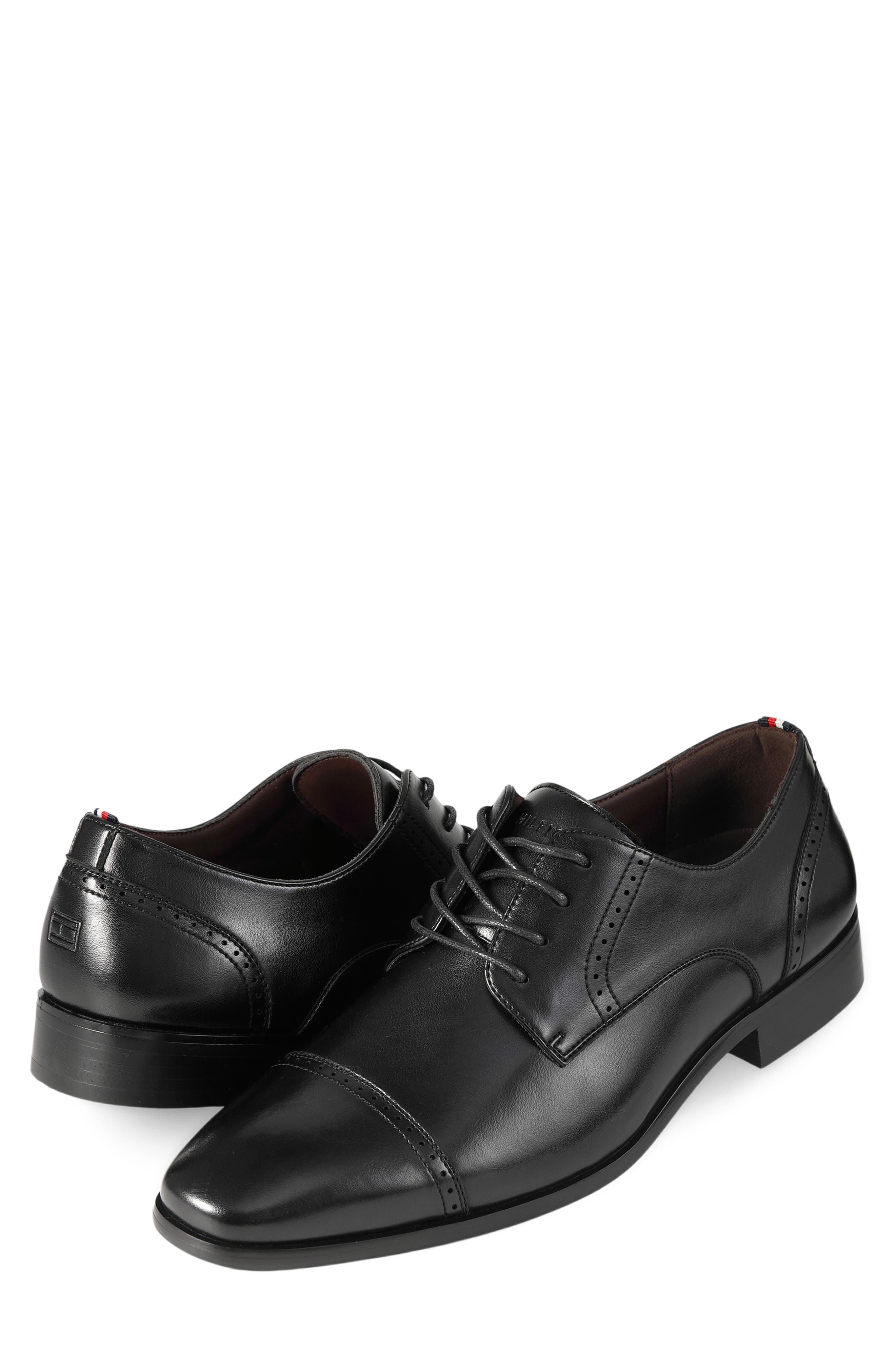 Solven Faux Leather Cap Toe Oxford, Alternate, color, BLACK