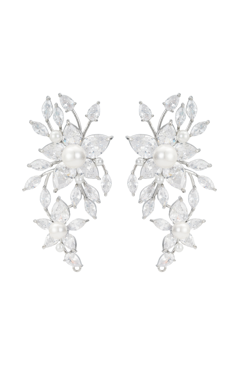 Royalist Pearl and Crystal Statement Earrings, Main, color, Silver