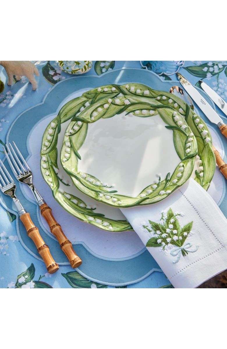 Mrs. Alice Lily of the Valley Linen Napkins, Alternate, color, Green