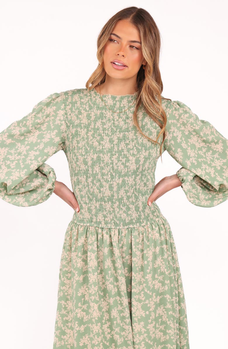 Petal & Pup Ashara Long Sleeve Maxi Dress, Alternate, color, Green Floral