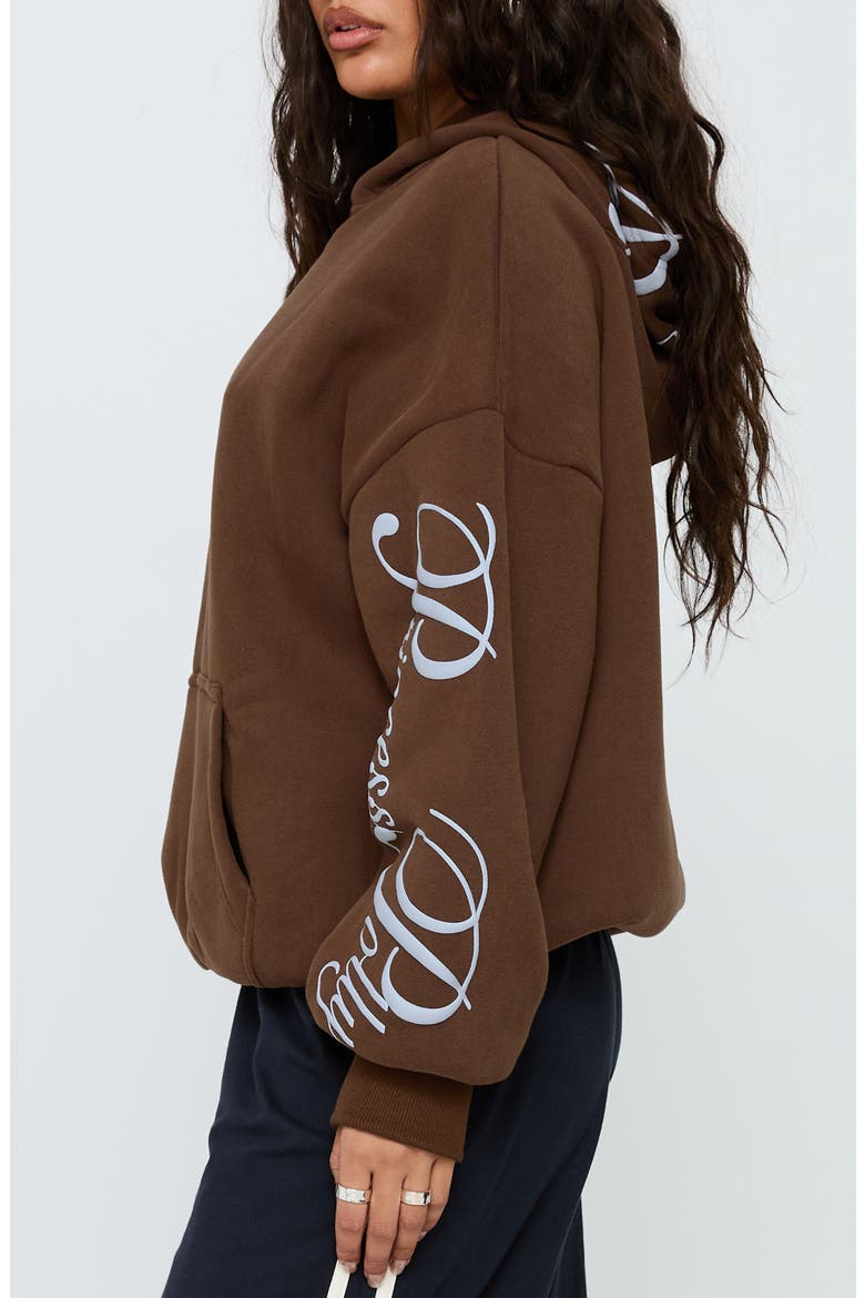 Script Logo Graphic Hoodie, Alternate, color, BROWN / BLUE