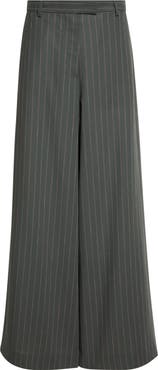 Dries Van Noten Stripe Wool Crepe Wide Leg Pants