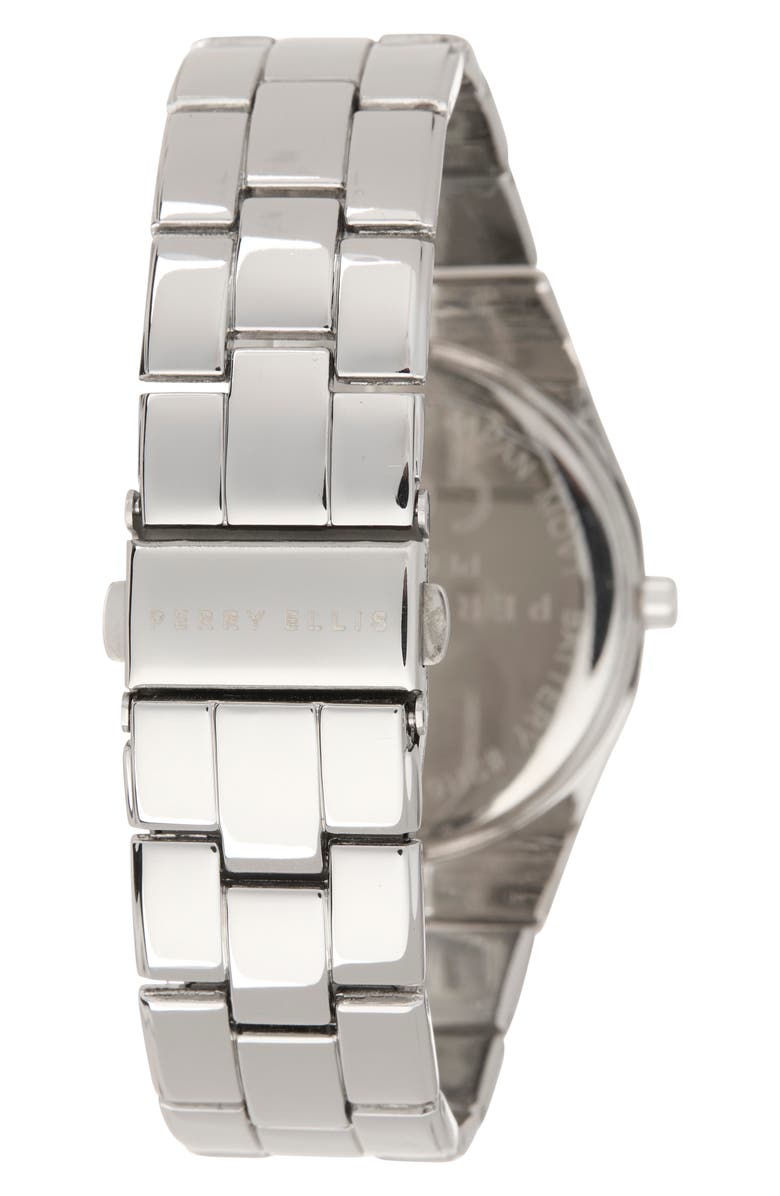 Perry Ellis Diamond Accent Bracelet Strap Watch, 40mm, Alternate, color, Silver