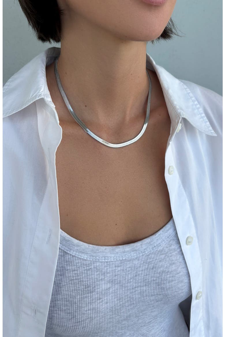 5mm Herringbone Chain Necklace, Alternate, color, SILVER