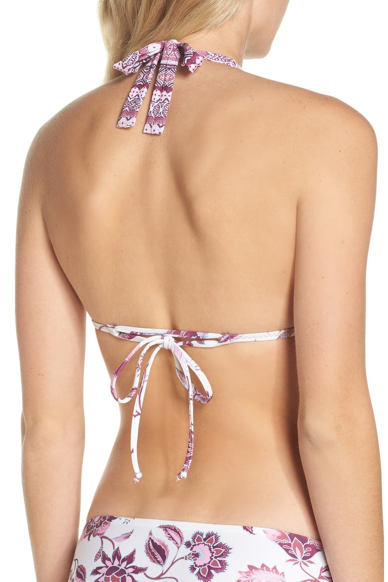 Tahiti Halter Bikini Top, Alternate, color, WHITE/ PINK MULTI