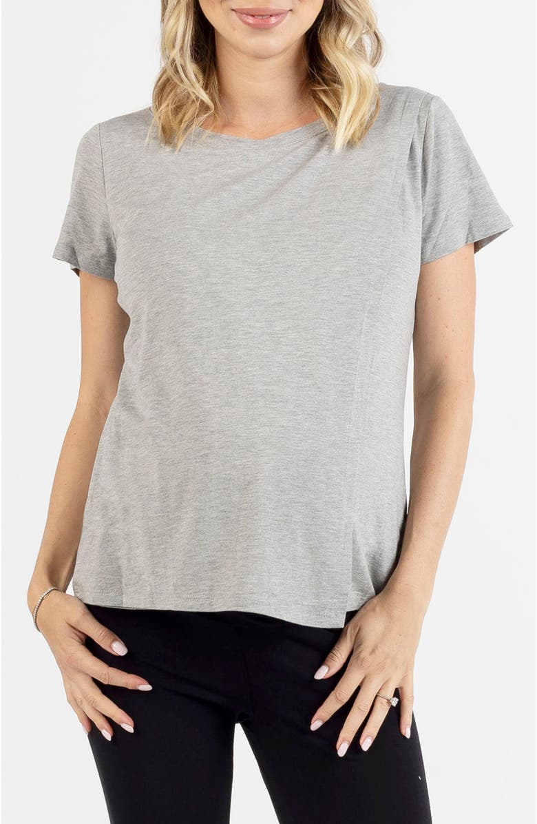 Angel Maternity Monique Maternity Nursing Petal Top, Main, color, Grey
