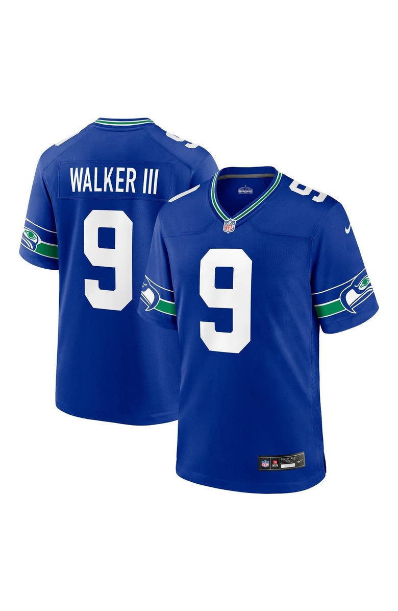 Nike Men's Nike Kenneth Walker III Royal Seattle Seahawks Throwback Player Game Jersey, Main, color, Royal