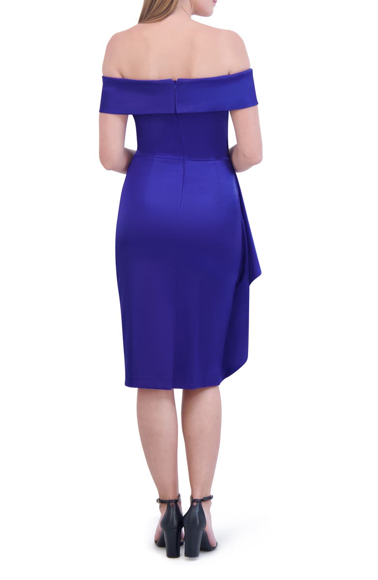 Eliza J Off the Shoulder Satin Cocktail Dress, Alternate, color,