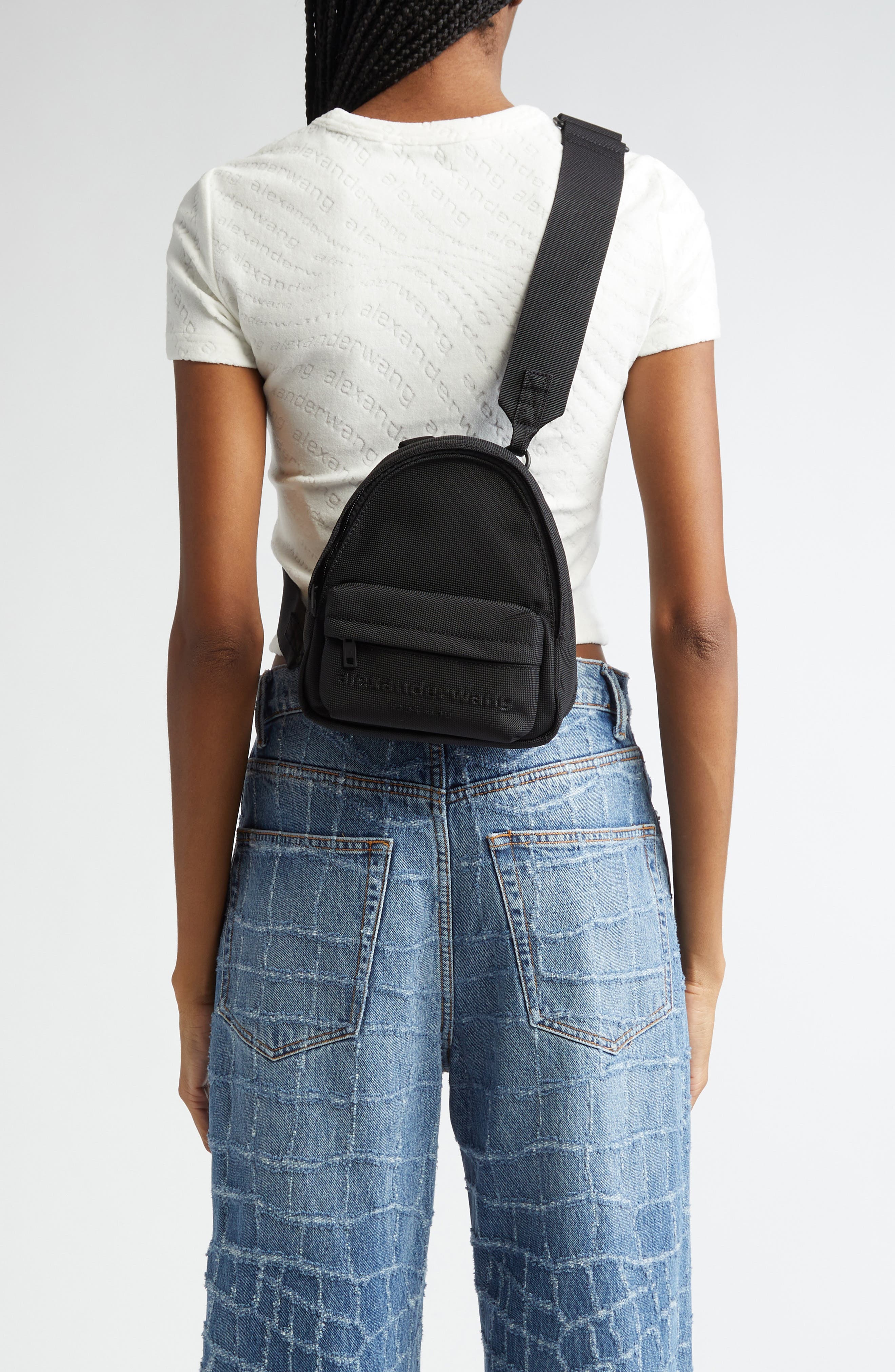 Alexander Wang Mini Punch Nylon Sling Backpack, Alternate, color, 