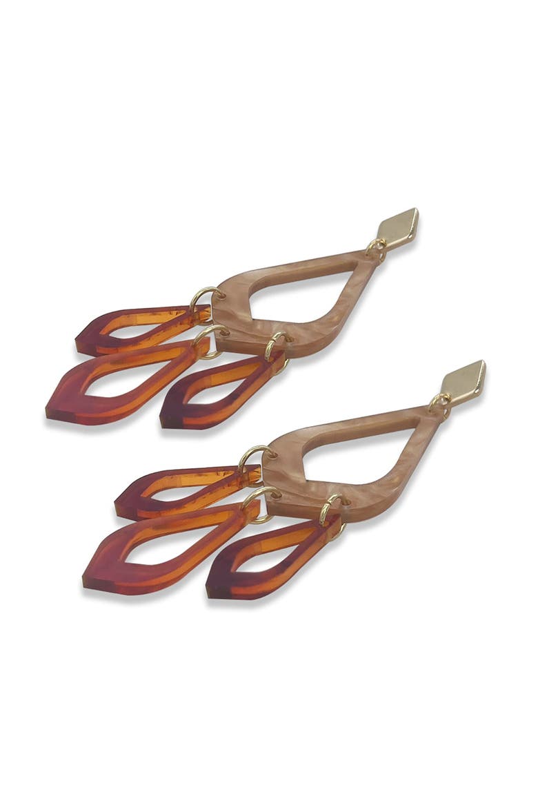 Feather Drop Earrings - Caramel Swirl & Tortoiseshell, Alternate, color, Caramel Swirl & Tortoiseshell