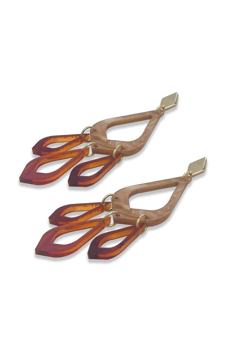 Toolally Feather Drop Earrings - Caramel Swirl & Tortoiseshell, Alternate, color, Caramel Swirl & Tortoiseshell