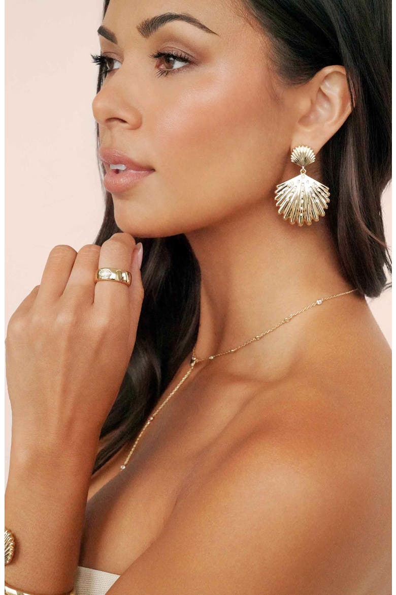 Sun Drenched Shell Drop Earrings, Alternate, color, GOLD