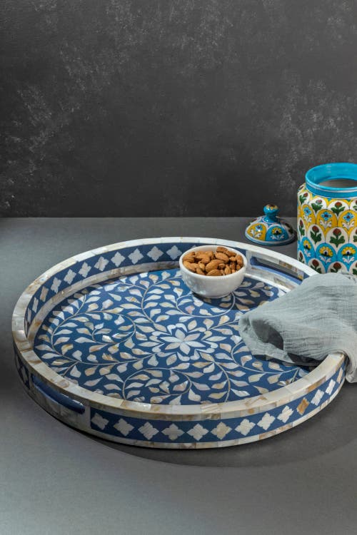 Gauri Kohli Jodhpur Round Tray In Blue