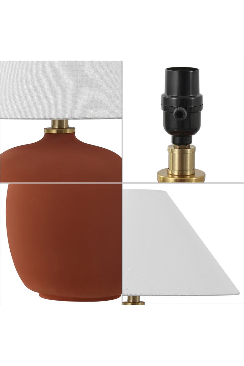 Delphi 18.25" Minimalist Scandinavian Resin/Iron LED Table Lamp, Alternate, color, Matte Wine Red