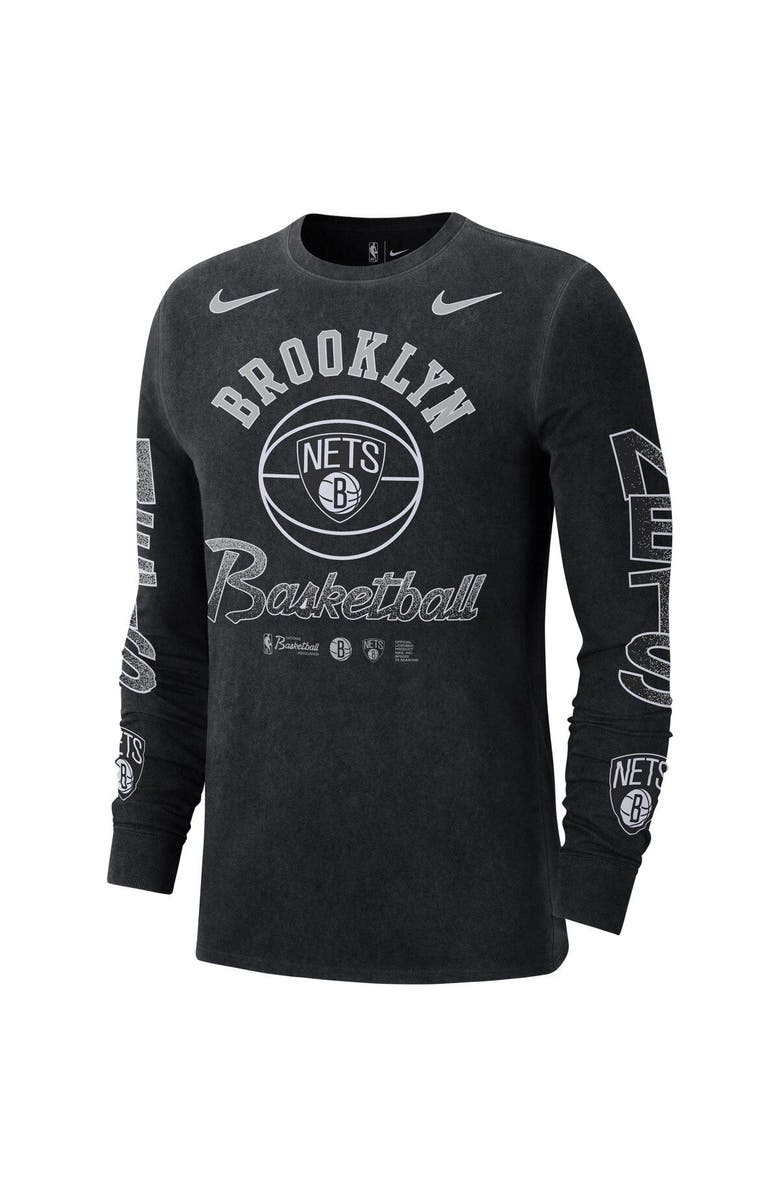 Nike Men's Nike Black Brooklyn Nets Courtside Retro Elevated Long Sleeve T-Shirt, Alternate, color, Black