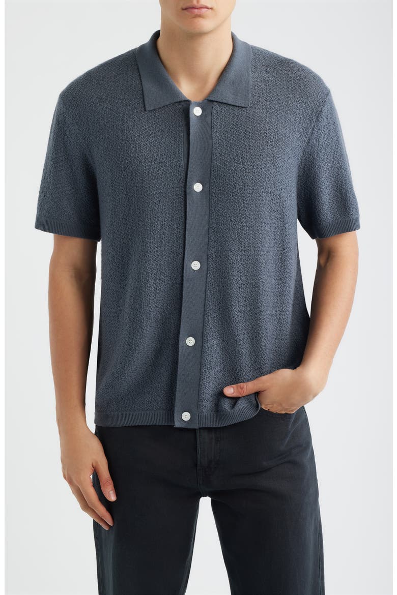 Short Sleeve Wool Cardigan, Main, color, BLUE GREY