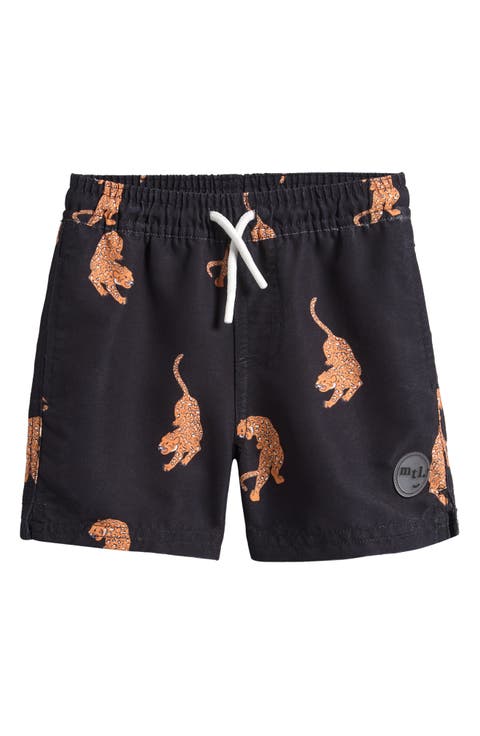 Monstera Leaf Print Swim Trunks (Baby)