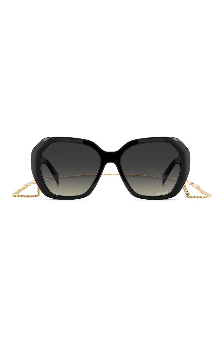 55mm Gradient Geometric Sunglasses, Main, color, BLACK/ GREYBROWN DS