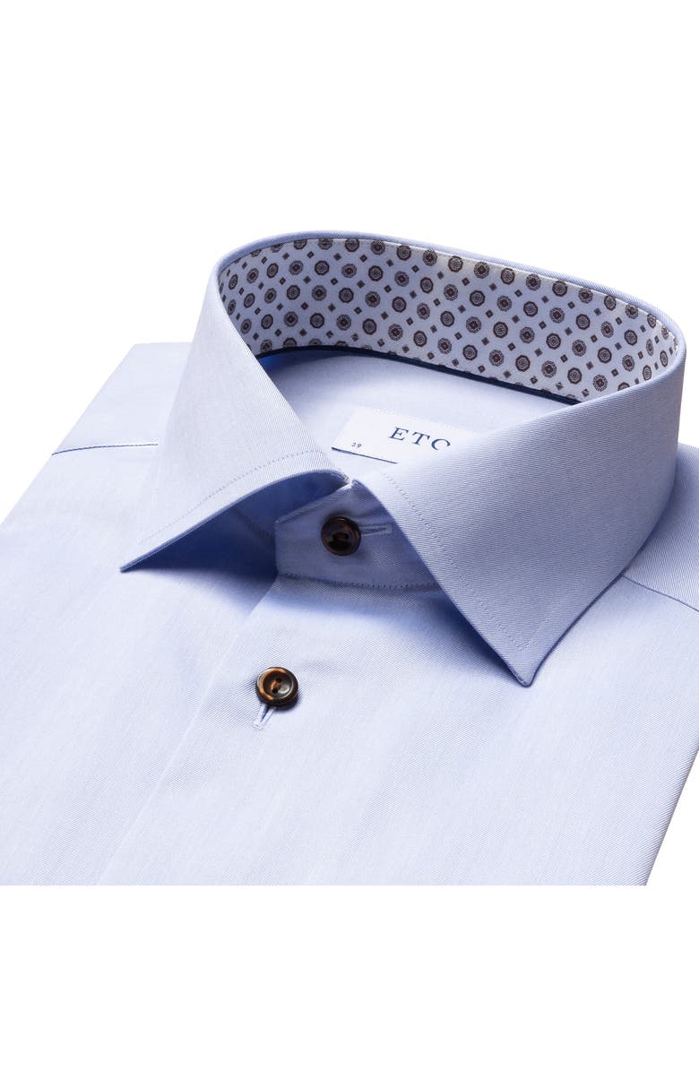 Eton Contemporary Fit Solid Blue Dress Shirt, Alternate, color, 
