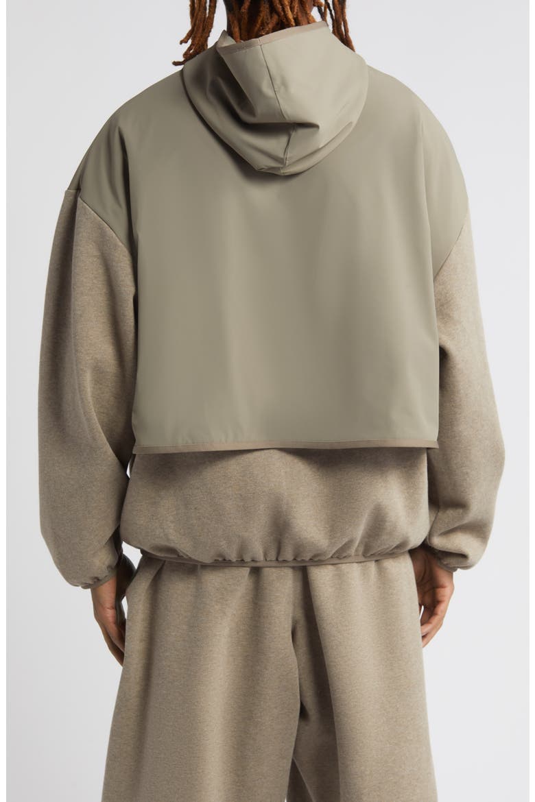 Fleece & Nylon Hoodie, Alternate, color, DUST / HEATHER GREY