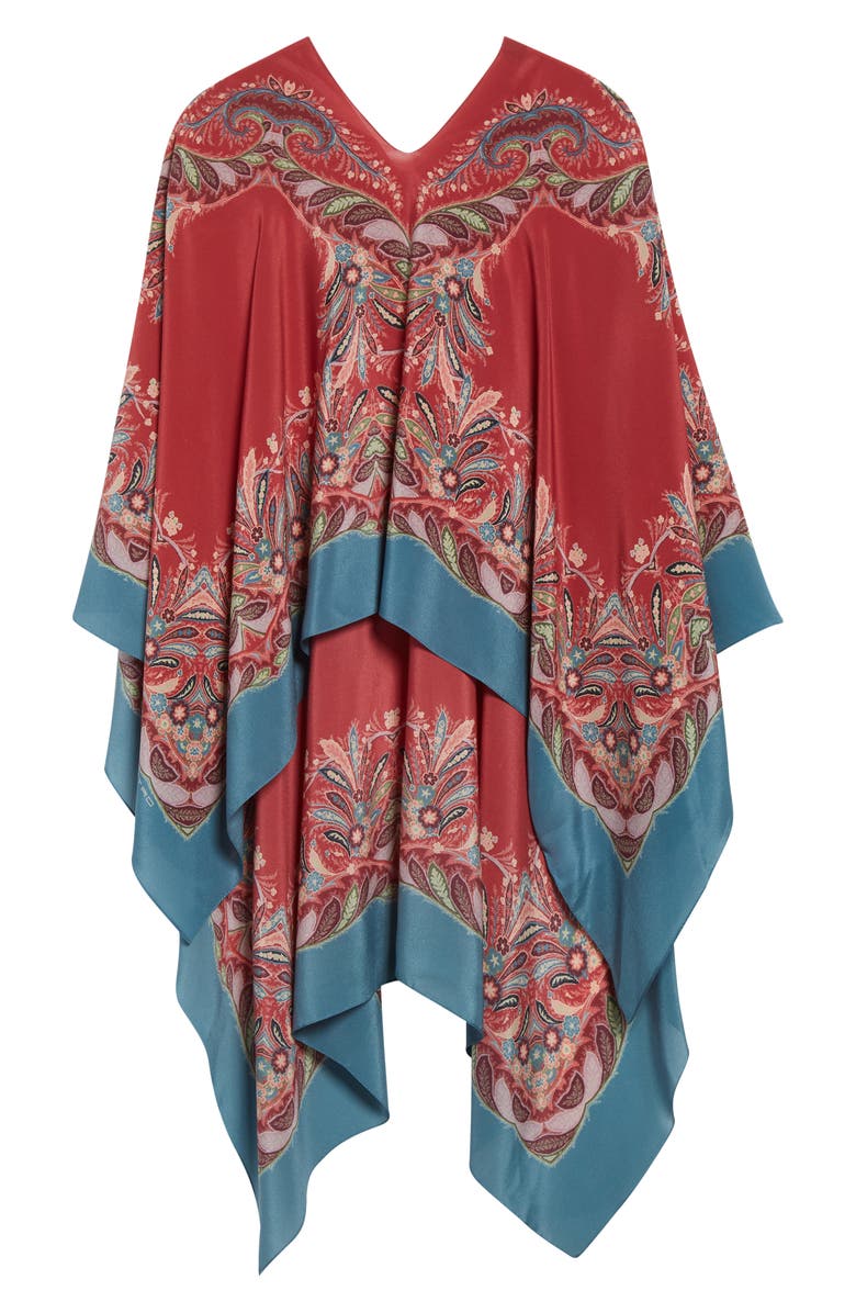 Etro Paisley Silk Poncho, Alternate, color, X0868 Burgundy
