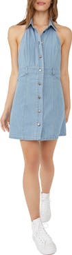 Free People Sami Denim Halter Minidress