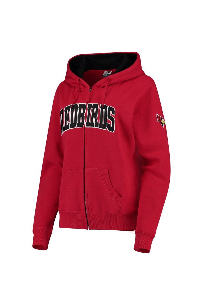 Women's Stadium Athletic Red Illinois State Redbirds Arched Name Full Zip Primary Logo Hoodie, Alternate, color, Red