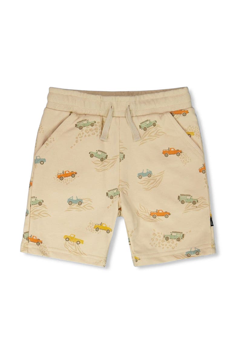Elastic Waist Jeep French Terry Shorts, Main, color, Beige Jeeps Print