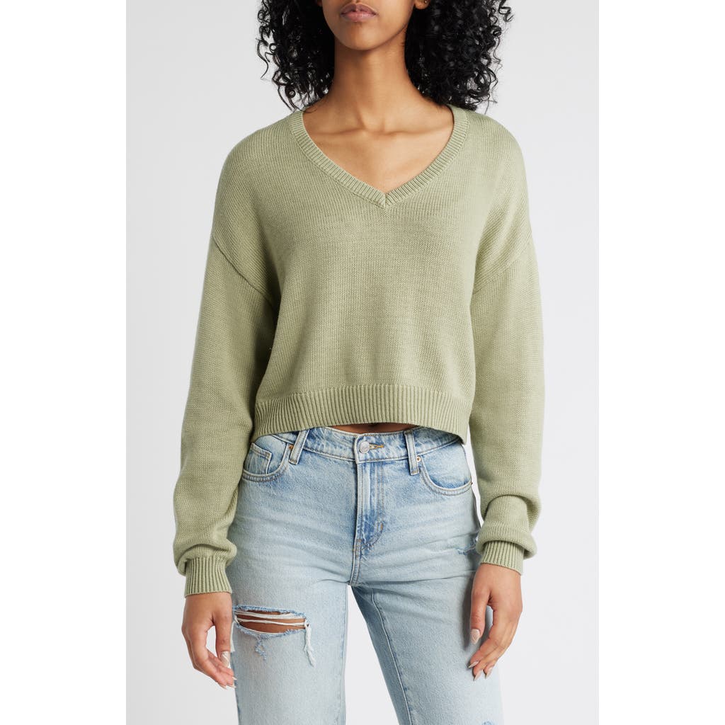 PacSun Cassandra Crop V-Neck Sweater in Tea