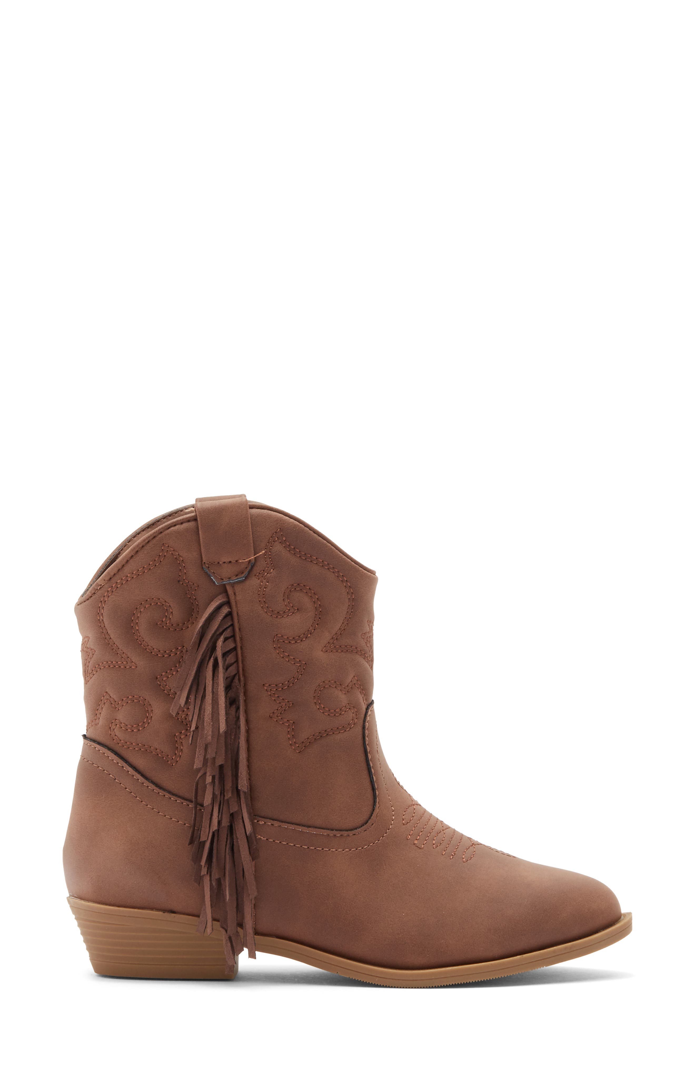 Kids' Carolynne Fringe Western Boot, Alternate, color, BROWN
