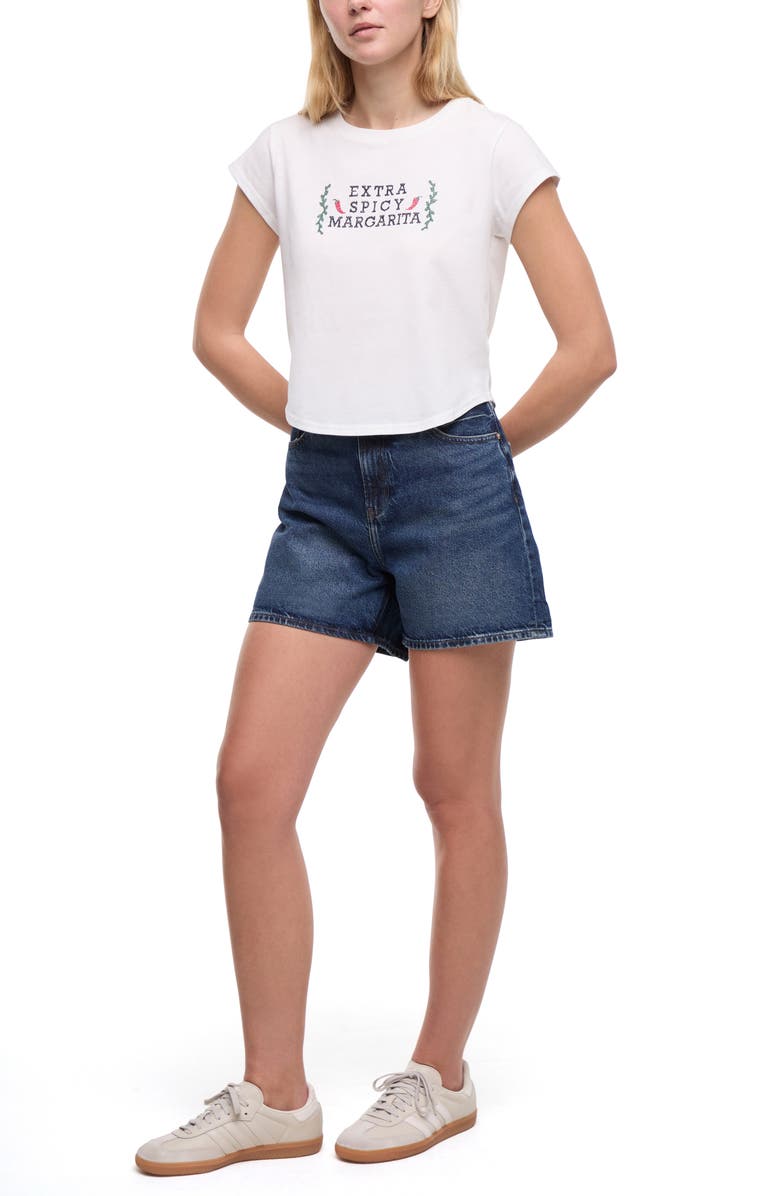 Wildfox Lina Extra Spicy Embroidered T-Shirt, Alternate, color, Snow White