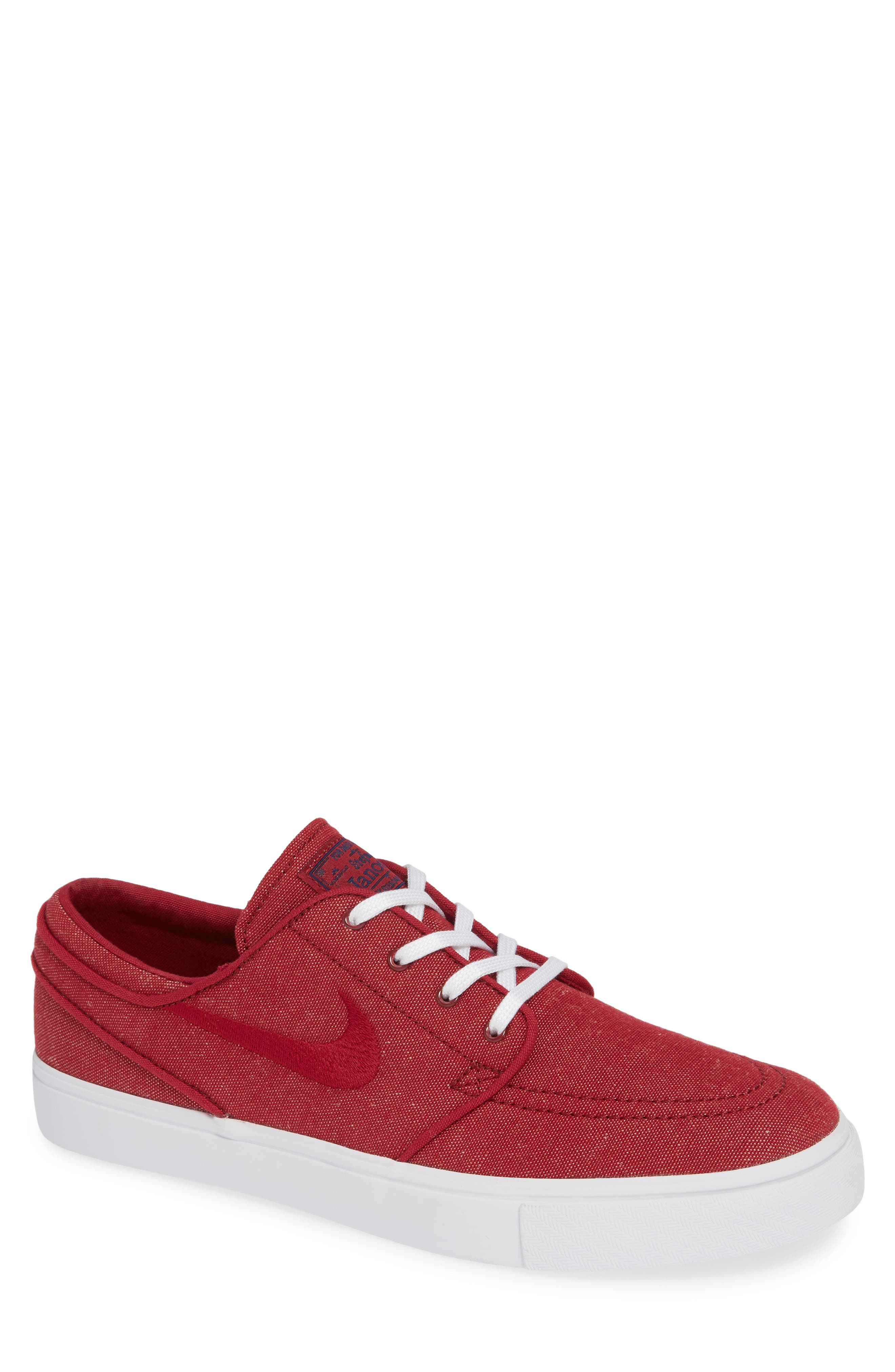 'Zoom - Stefan Janoski SB' Canvas Skate Shoe, Main, color, RED CRUSH/ WHITE