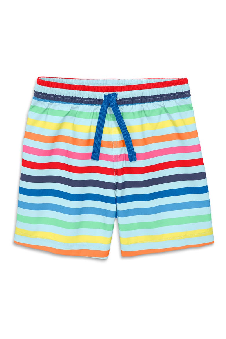 Kids' Stripe Swim Trunks, Main, color, 4TH STRIPE MIST/ RAINBOW