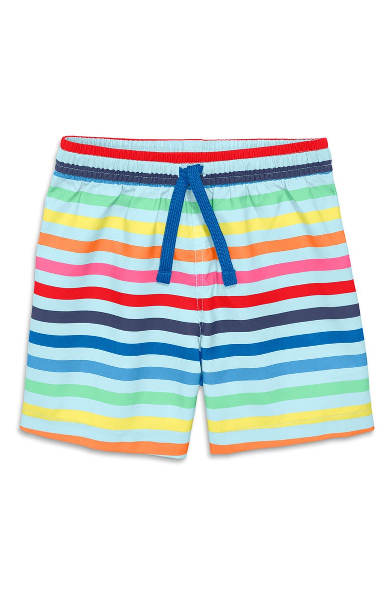 Primary Kids' Stripe Swim Trunks, Main, color, 4Th Stripe Mist/ Rainbow