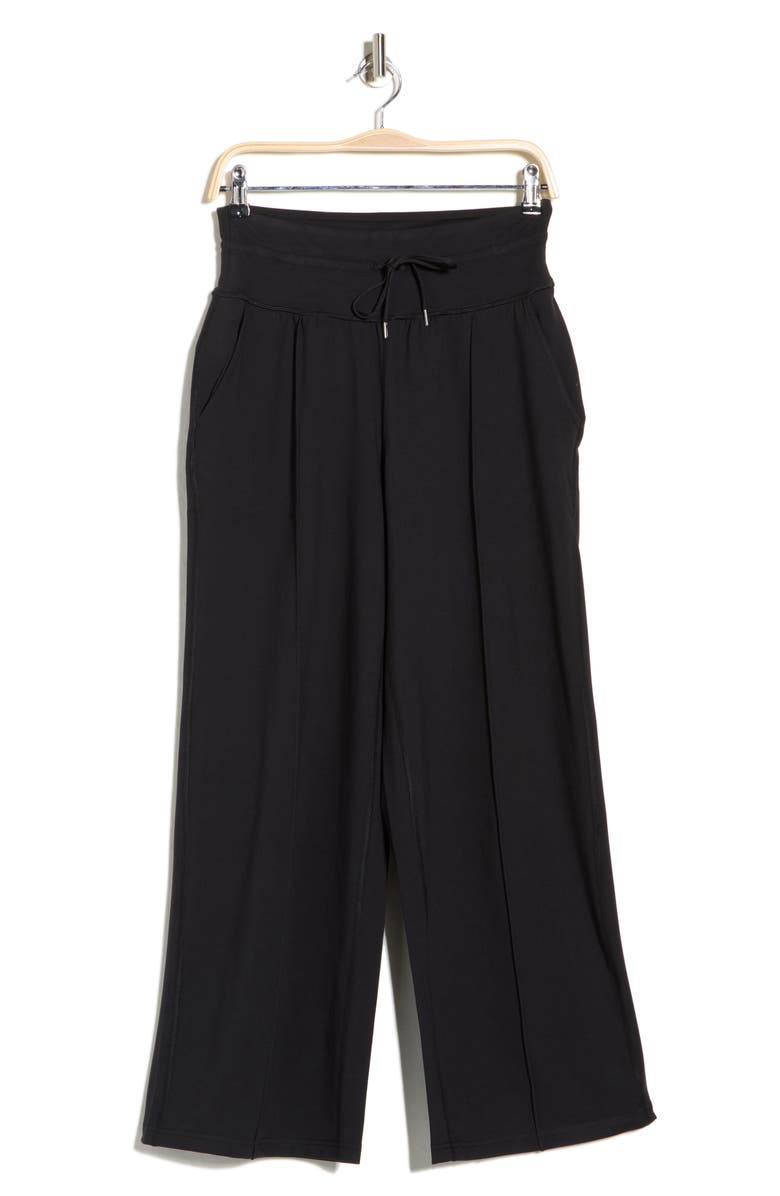 90 DEGREE BY REFLEX Interlock High Waist Pintuck Wide Leg Pants, Main, color, Black