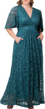 Kiyonna Luminous Sequin Lace A-Line Gown