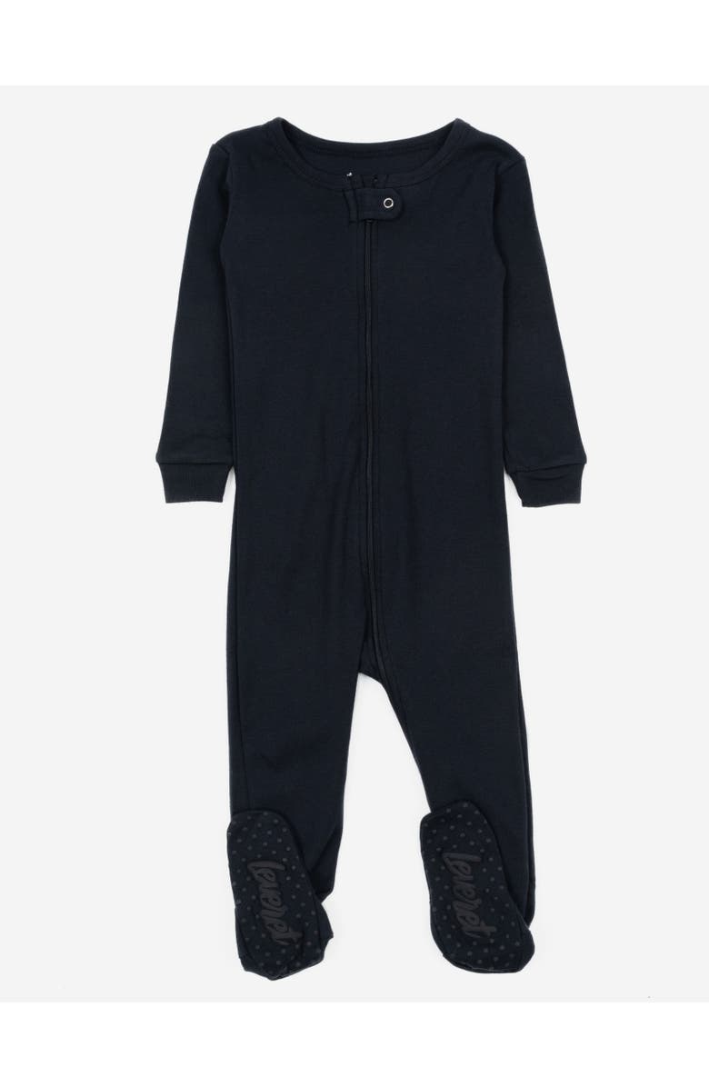 Leveret Footed Solid Cotton Matching Family Pajamas, Main, color, Navy