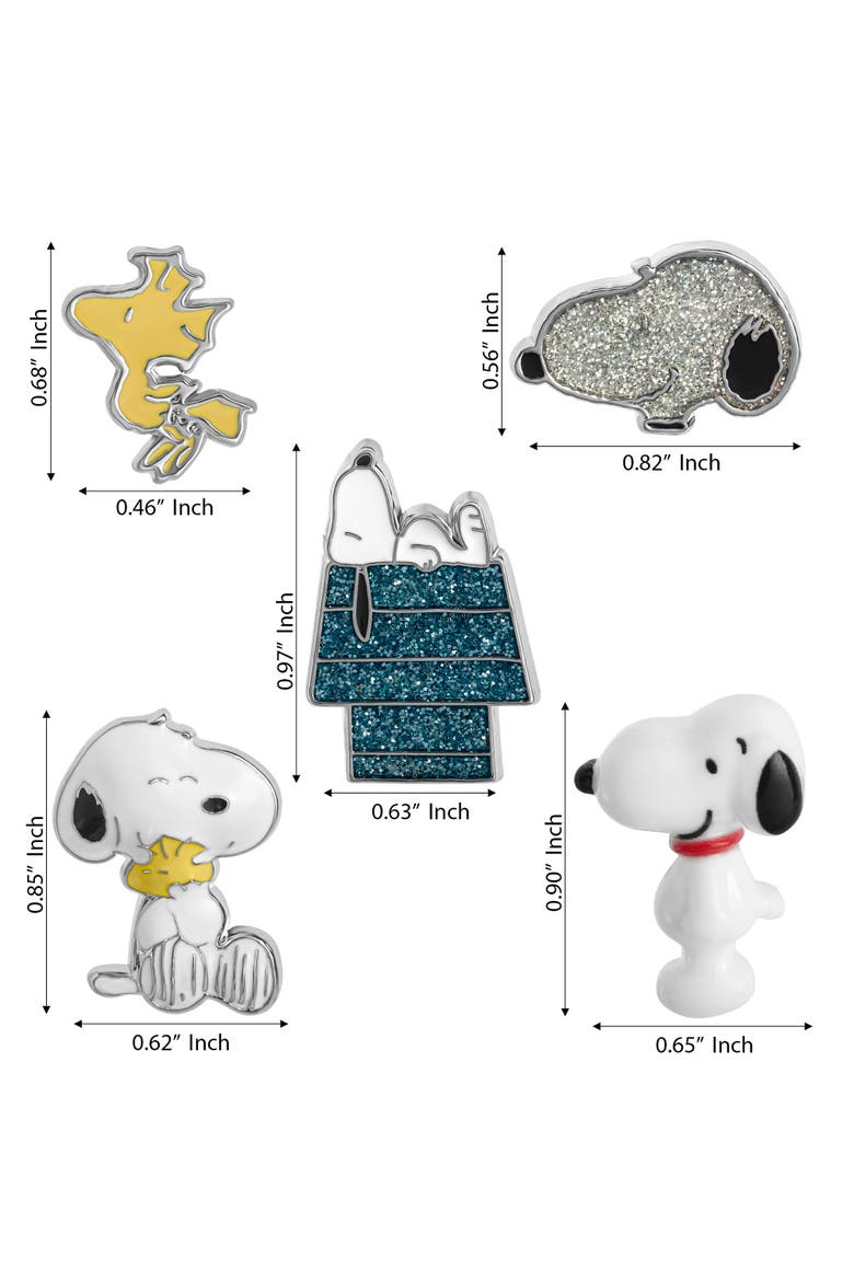 Woodstock and Snoopy Enamel Pin Set 5-Piece Official License, Alternate, color, Silver