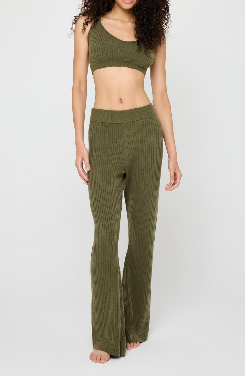 Spiritual Gangster Victoria Rib Pants, Alternate, color, Spruce