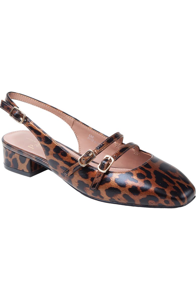 Linea Paolo Cassianx Slingback Mary Jane Pump, Main, color, Brown Print Leopard Patent