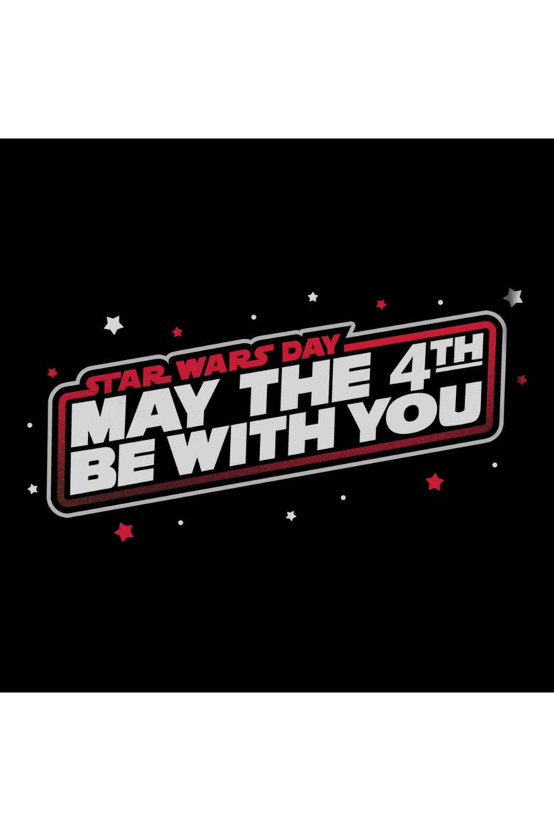 Men's May The Fourth Red Outline Short Sleeve Graphic T-Shirt, Alternate, color, Black