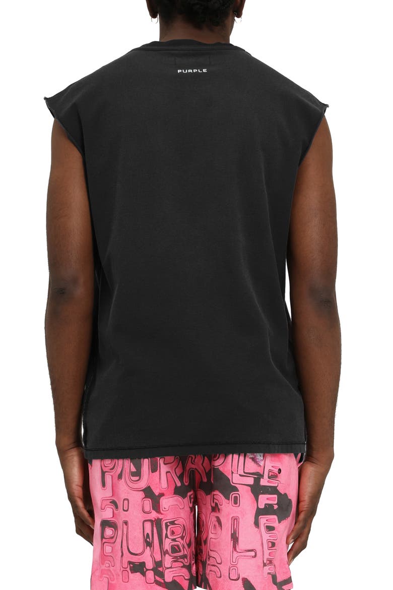 Textured Logo Cotton Muscle Tee, Alternate, color, NAVY