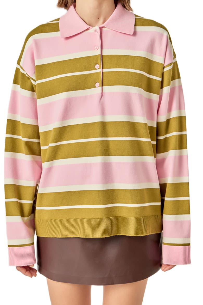 Stripe Polo Shirt, Alternate, color, PISTACHIO/ PINK
