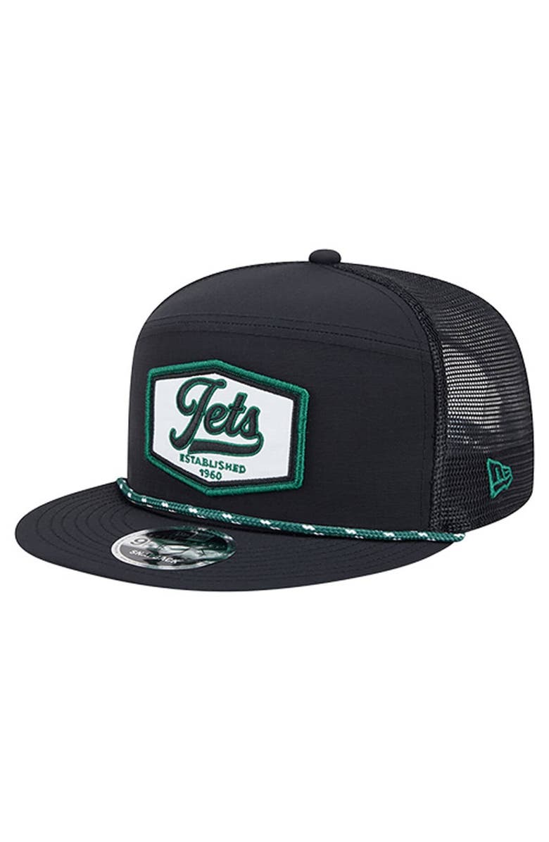New Era Men's New Era Black New York Jets Ripstop Patch 9FIFTY Split Panel Snapback Hat, Main, color, Black