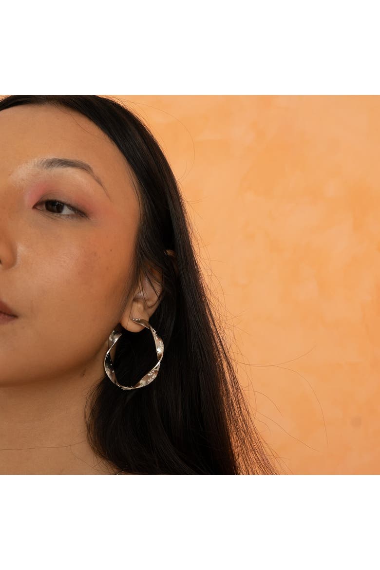 KALI HOOPS, Alternate, color, White Rhodium Plated