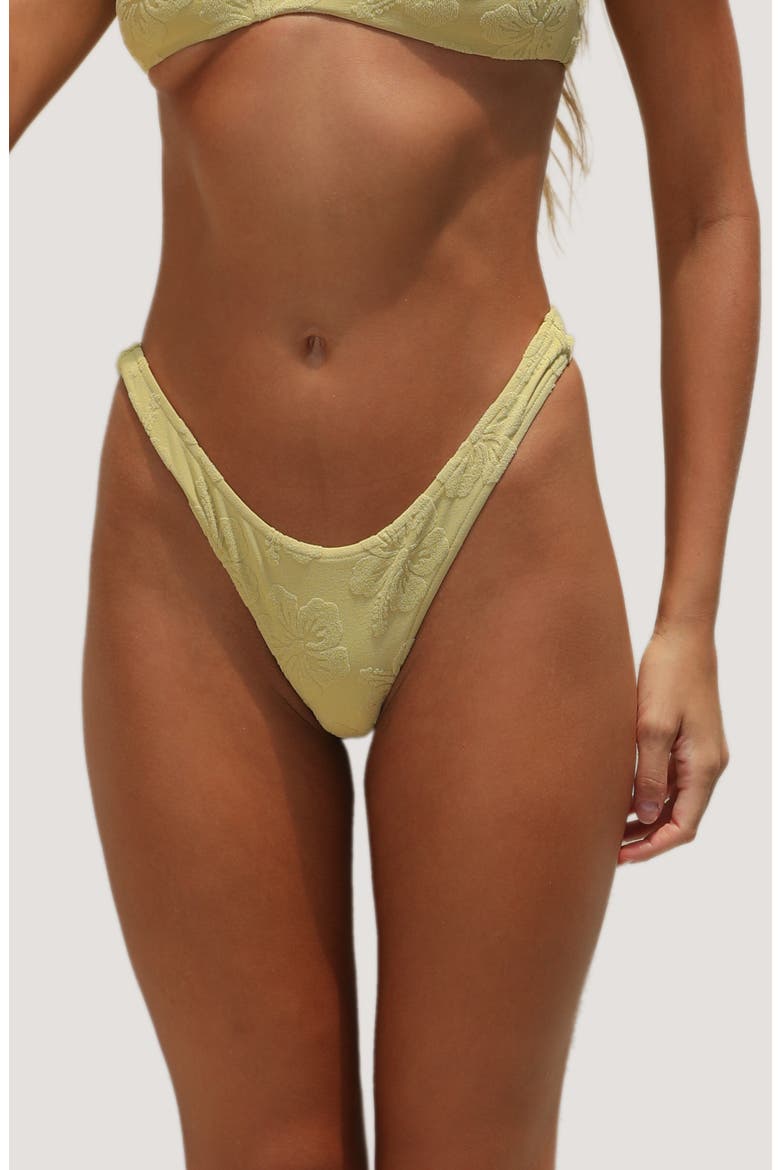 Luka High Cut Bikini Bottms, Main, color, SOFT SAGE HIBISCUS TOWELING